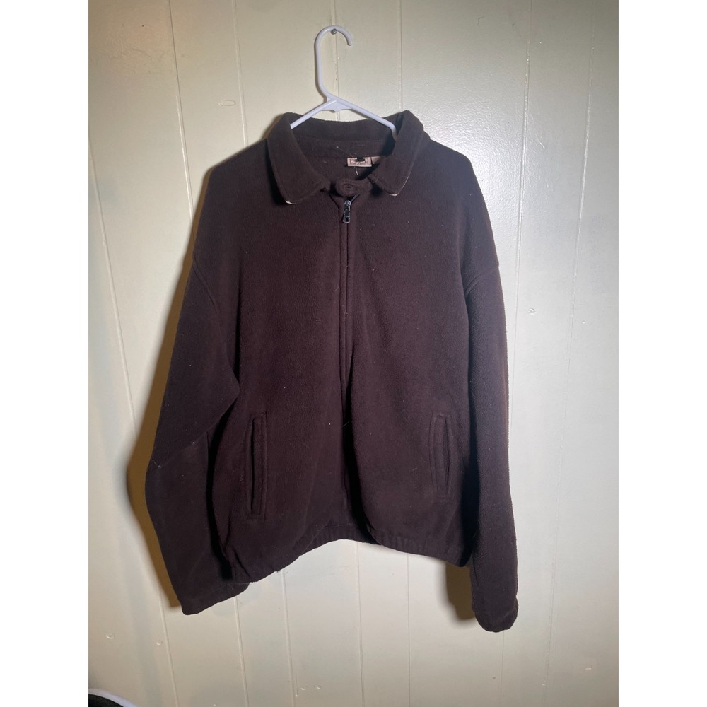 Vintage Woolrich Fleece Outdoor Warm Winter Full Zip Jacket Dark Brown Size XL